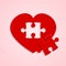 Red Piece Puzzle Heart Valentines Day, Love