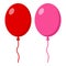 Red and Pink Balloons Flat Icons on White