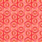 Red and pink circles on orange color background. 70-s fashion style