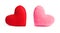 Red and pink fleece hearts set