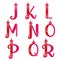 Red pink gradient uppercase ABC letters. Romantic text with hearts pattern. Beautiful alphabets set for Valentines day.