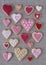 Red and pink heart cookies