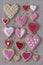 Red and pink heart cookies