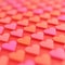 Red and pink hearts in a repeating pattern on red  background with subtle shadows. Digital render