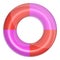 Red pink inflated ring icon, cartoon style