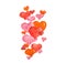 Red, pink and orange hearts - watercolour painting isolated on white