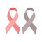 Red and pink ribbons the international symbol for the fight against cancer and AIDS, vector illustration