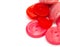 Red and pink sewing buttons