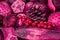 Red pink toned Christmas potpourri decoration background image