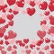 Red and pink translucent hearts arranged in a circle. Place the cell under the ad. Checkered background. Valentine`s Day