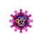 Red and pink virus flat icon. SARS-CoV-2 novel coronavirus structure vector illustration