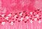 Red, pink and white field of flowers illustration, handpainted floral image