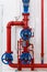 Red pipeline with blue valves