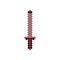 Red pixel sword icon. Pixel weapon isolated. Video game cartoon sword icon. Vector