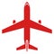 Red plane silhouette. Airport symbol. Airplane icon