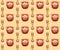 Red plastic baby buckets and beige shovels seamless pattern