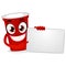 Red Plastic Beer Pong Cup Holding a White Blank Board