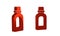 Red Plastic bottle for laundry detergent, bleach, dishwashing liquid or another cleaning agent icon isolated on