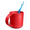 Red plastic cup with blue toothbrush Vector illustration.