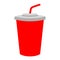 Red plastic cup for cold drink