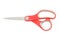 Red plastic handle closed scissors