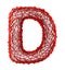 Red plastic letter D with abstract holes. 3d