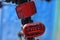 Red plastic reflector and warning light on black sports bike