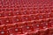 Red plastic seats, front