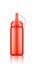 Red plastic squeeze catsup bottle with cap mockup
