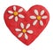 Red plasticine heart with plasticine daisies