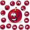 Red plum cartoon illustration with many expression