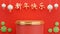red podium with decoration chinese new year for your product display,Chinese characters that mean happy new year
