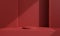 Red podium or stage in the red room, Minimal background for Christmas or Valentines day, 3d rendering studio with geometric shapes