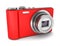 Red point and shoot photo camera isolated on white