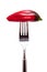 Red pointed pepper on a fork