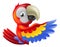 Red pointing cartoon parrot