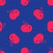 Red Poison apple icon isolated seamless pattern on blue background. Poisoned witch apple. Vector