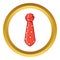 Red polka dot neck tie vector icon, cartoon style