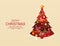 Red polygonal Christmas tree with decorations.