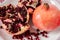 Red pomegranate . Red seeds. Health. Life.