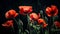 Red poppies as a symbol of memory for the fallen in the war. VE-Day, World War remembrance day. Generative AI