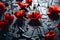 Red poppies as a symbol of memory for the fallen in the war. VE-Day, World War remembrance day. Generative AI