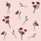Red poppies with green leaves on a gentle pink background. stylish floral seamless pattern. Watercolor illustration. For printing