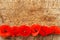 Red Poppies On Wooden Background