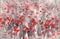 Red poppy field in a grey watercolor background