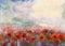 Red poppy flowers filed water color painting