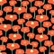 Red poppy flowers seamless vector background. Red poppies meadow on black background. Retro floral background. Flower field. Hand