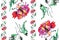Red poppy , image, watercolor pattern seamless, strip