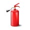 Red portable fire extinguisher template. Steel firefighting cylinder with black spray and pressure sensor