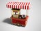 Red portable popcorn store perspective view 3d render on gray background with shadow